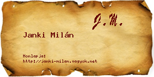 Janki Milán névjegykártya